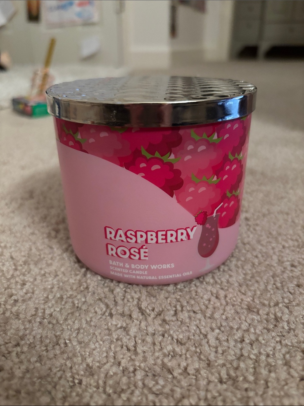 Bath & Body Works Raspberry Rosé Candle - Pink